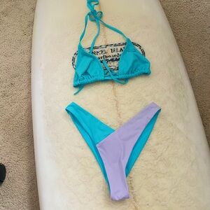 XS Roxy 2000s Style Swim Bikini Set Blue & Purple